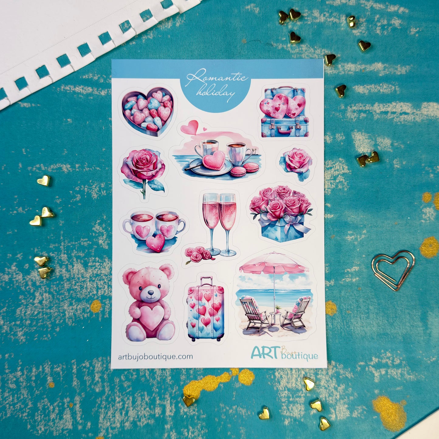 Romantischer Valentinstag-Aufkleberbogen