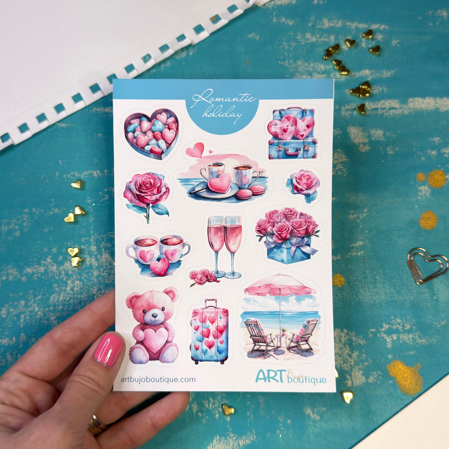 Romantischer Valentinstag-Aufkleberbogen