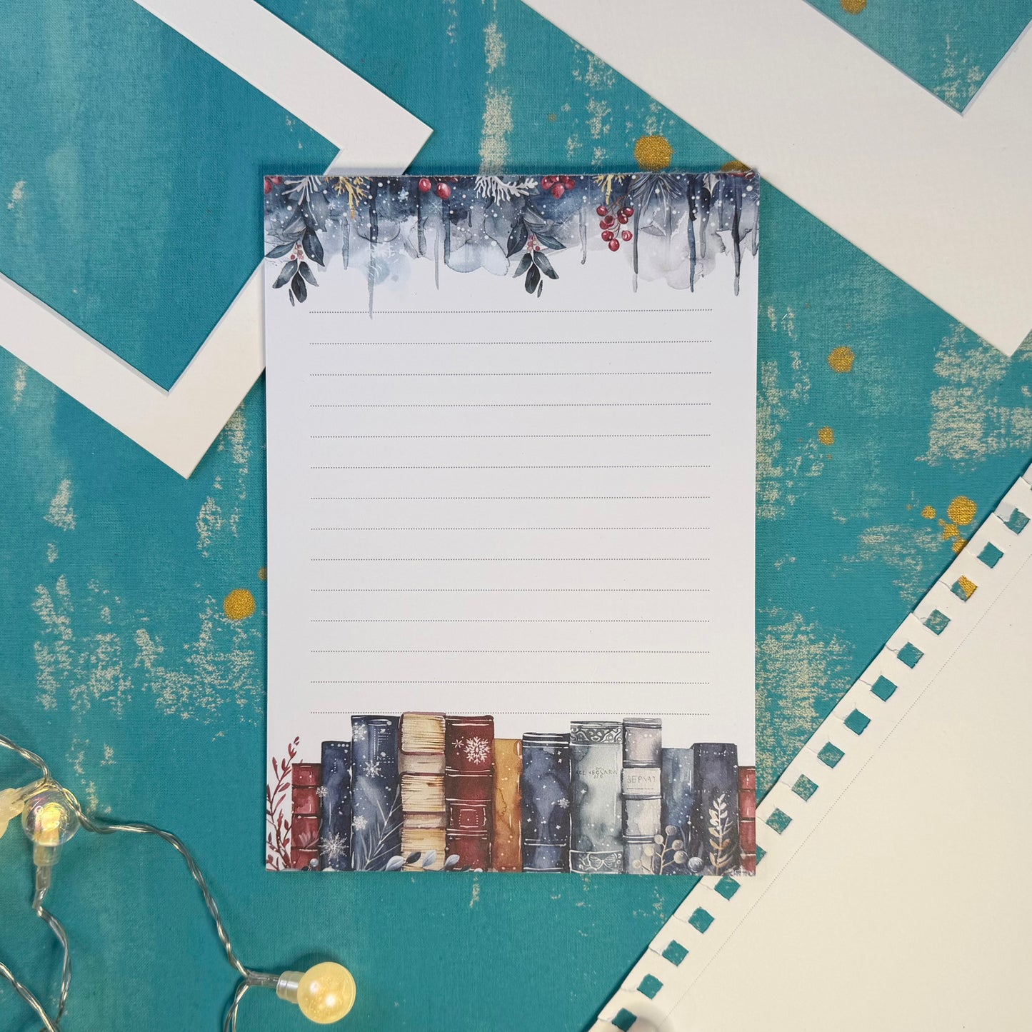 Snowy Library A5 Lined Notepad