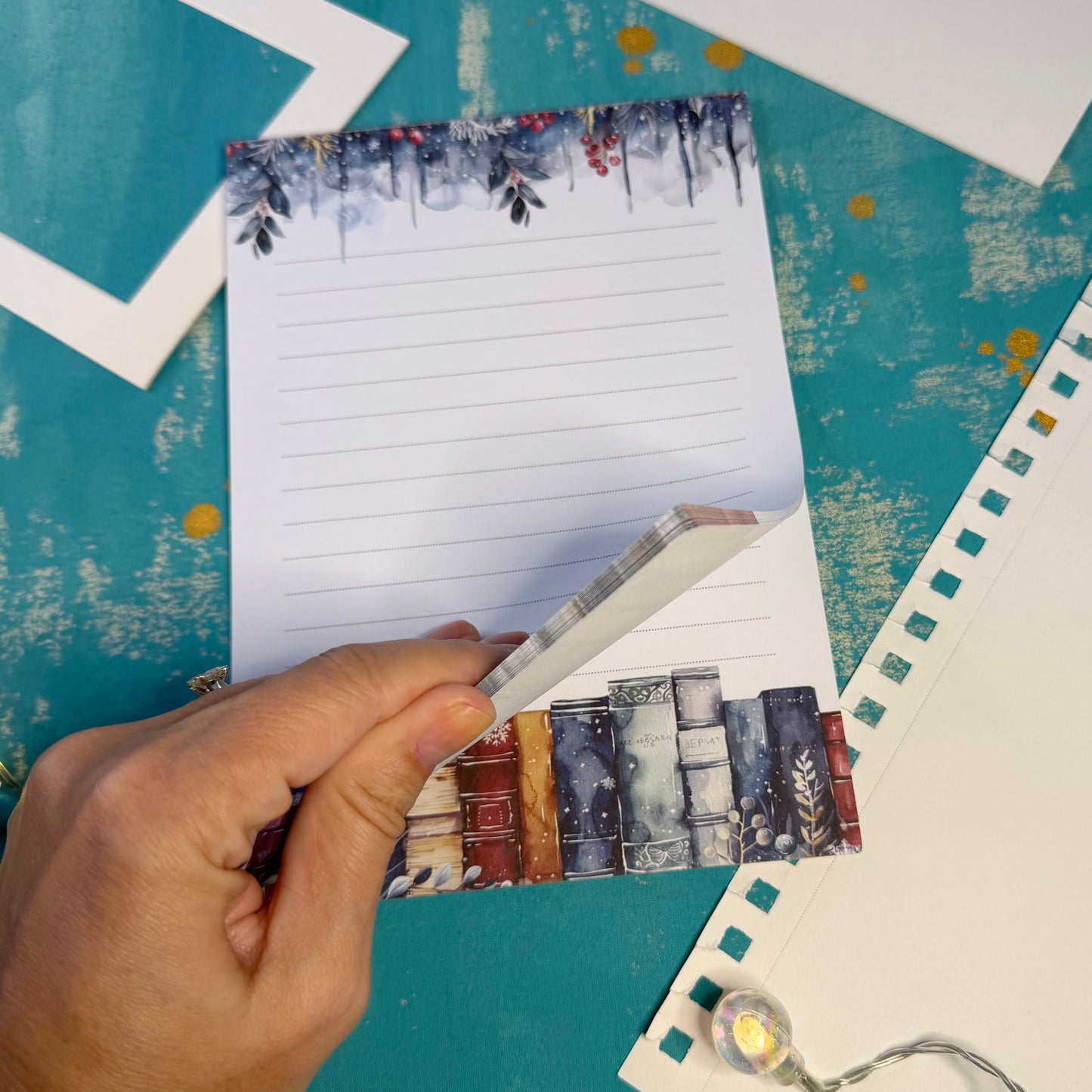 Snowy Library A5 Lined Notepad