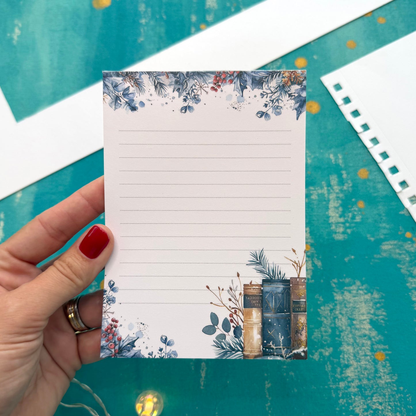 Snowy Library A6 Lined Notepad