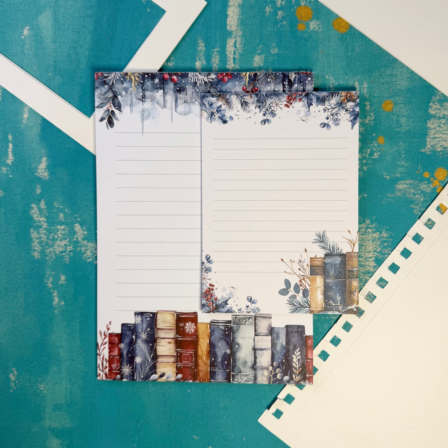 Snowy Library A5 Lined Notepad