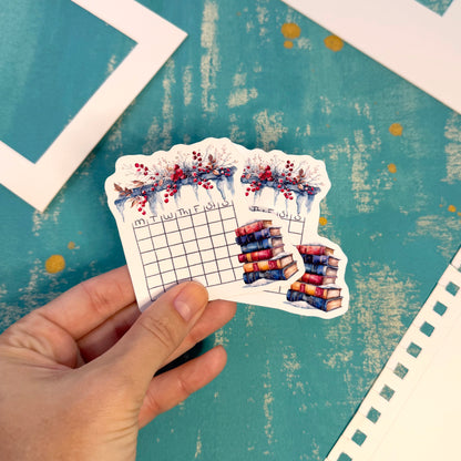 Snowy Library Blank Calendar Stickers Set of 2