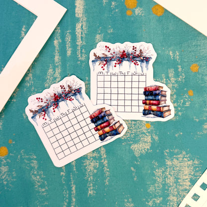 Snowy Library Blank Calendar Stickers Set of 2