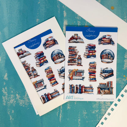 Snowy Library Planner Decorative Set - Stickers, Washi & Vinyls for Fall Journaling