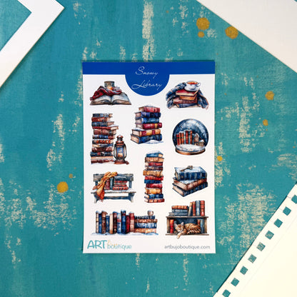 Snowy Library Decorative Sticker Sheet