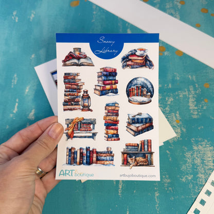 Snowy Library Decorative Sticker Sheet