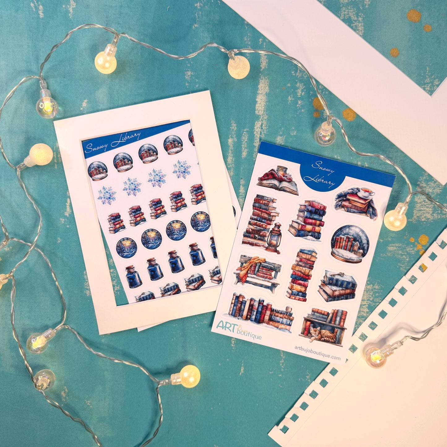 Snowy Library Planner Decorative Set - Stickers, Washi & Vinyls for Fall Journaling