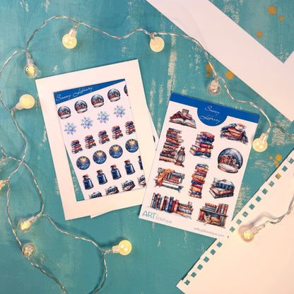 Snowy Library Planner Decorative Set - Stickers, Washi & Vinyls for Fall Journaling