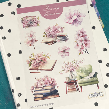 Sakura Blossom Sticker Set, designed to infuse your planners, journals, and scrapbooks with the delicate beauty of cherry blossoms, planner stickers