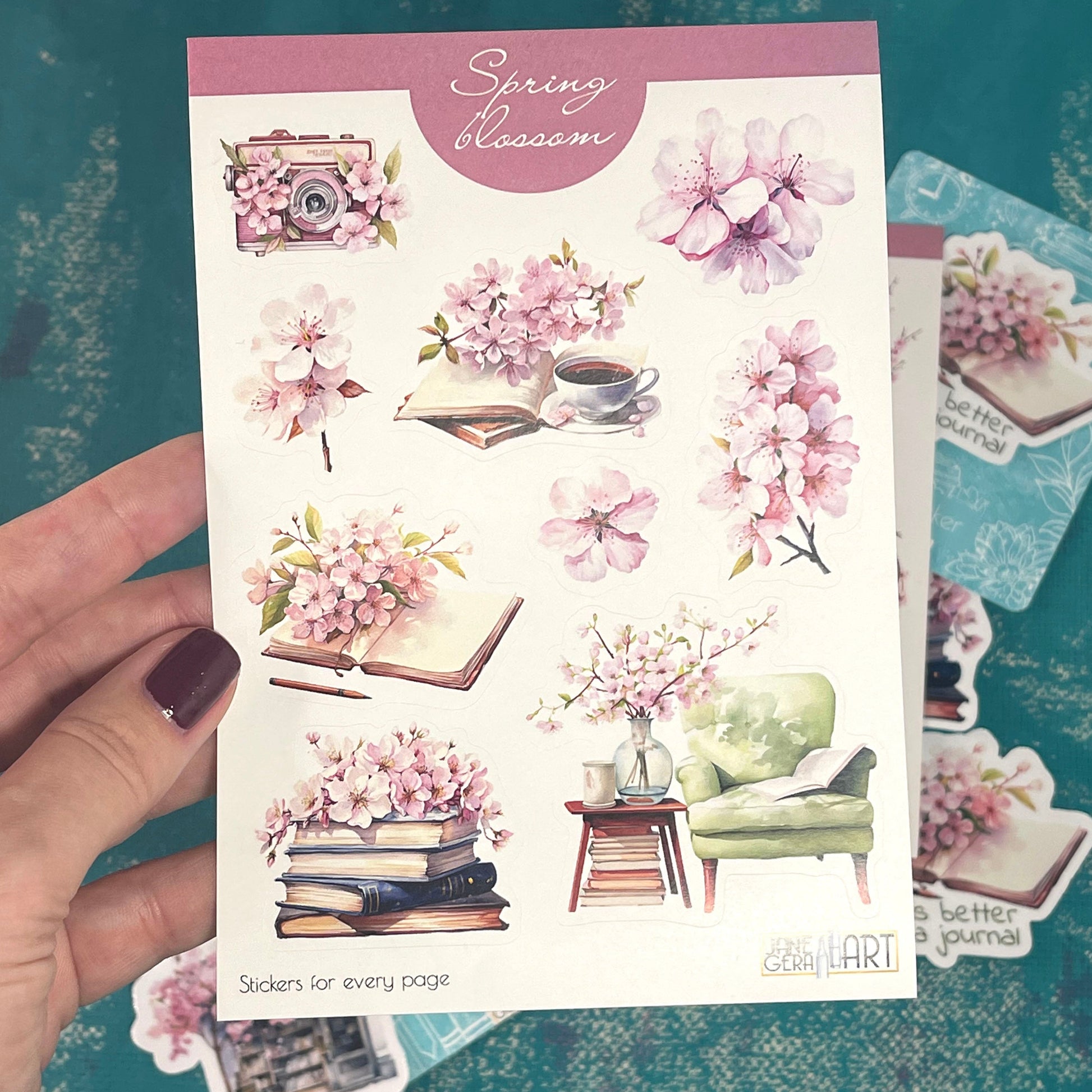 Sakura Blossom Sticker Set, designed to infuse your planners, journals, and scrapbooks with the delicate beauty of cherry blossoms, planner stickers