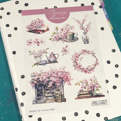 Sakura Blossom Sticker Set, designed to infuse your planners, journals, and scrapbooks with the delicate beauty of cherry blossoms, planner stickers