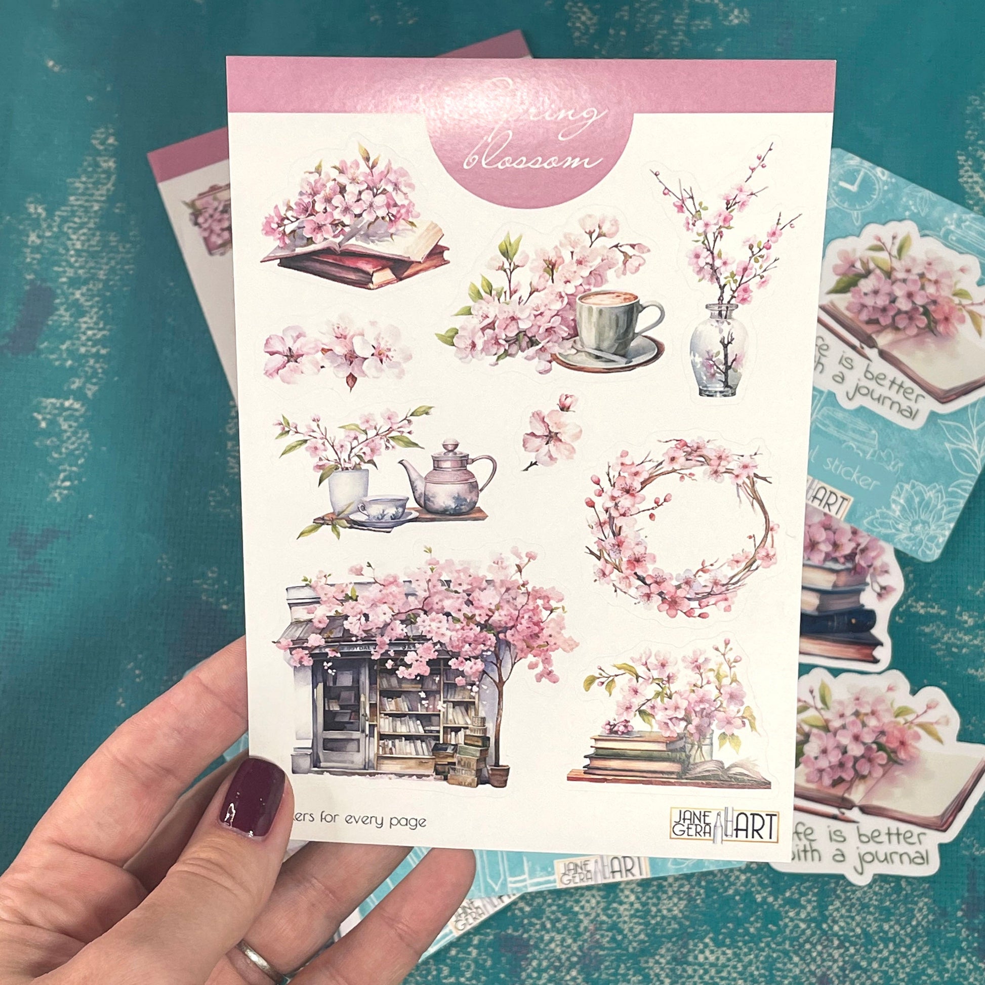 Sakura Blossom Sticker Set, designed to infuse your planners, journals, and scrapbooks with the delicate beauty of cherry blossoms, planner stickers