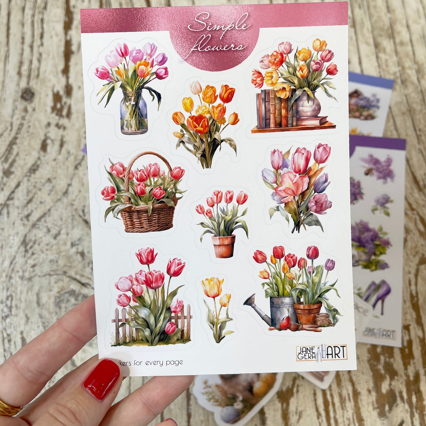 Tulips bujo stickers Spring flowers stickers, art bujo stickers, jane gera art, artbujostickers.com, easter stickers