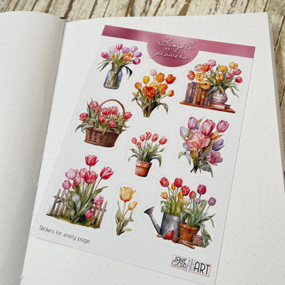 Tulips bujo stickers Spring flowers stickers, art bujo stickers, jane gera art, artbujostickers.com, easter stickers