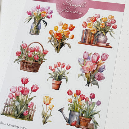 Tulips bujo stickers Spring flowers stickers, art bujo stickers, jane gera art, artbujostickers.com, easter stickers