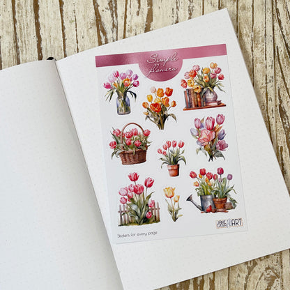 Tulips bujo stickers Spring flowers stickers, art bujo stickers, jane gera art, artbujostickers.com, easter stickers