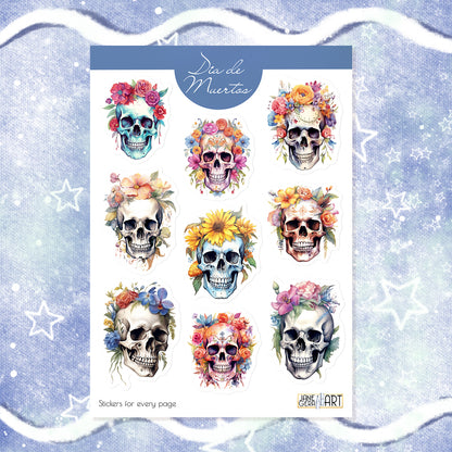 Floral skull bujo stickers Halloween sticker