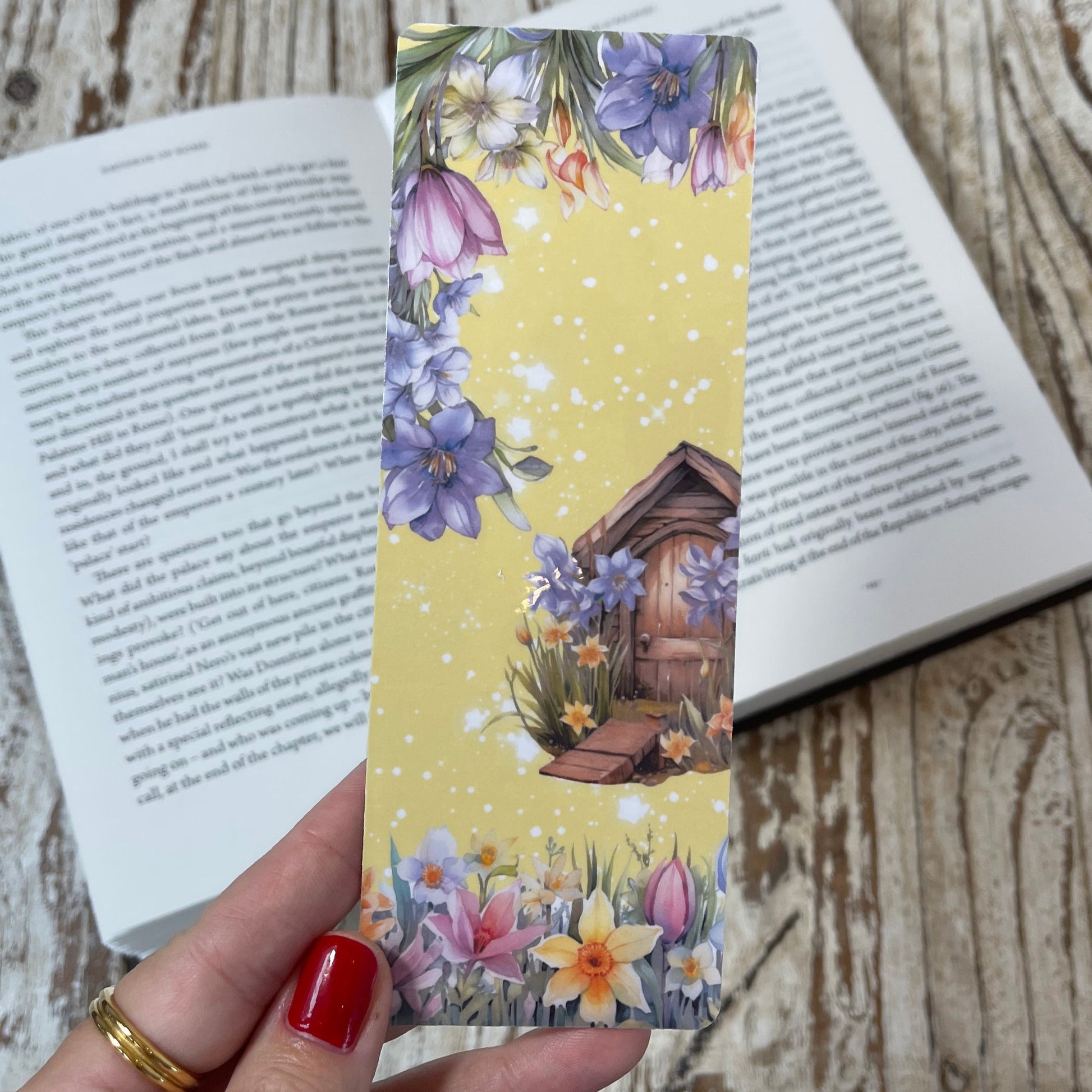 Spring Flowers classic bookmark, floral bookmark, laminated bookmark, jane gera art, artbujostickers.com