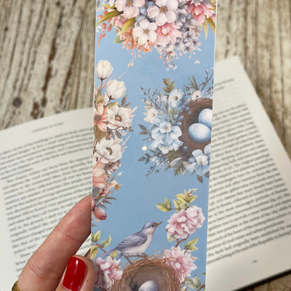 Spring Blue Bird classic bookmark, laminated bookmark, jane gera art, artbujostickers.com