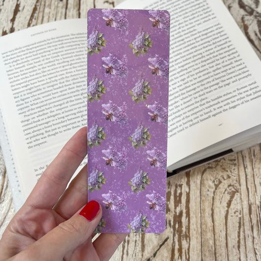 Lilac Flowers classic bookmark Floral laminated bookmark, jane gera art, artbujostickers.com