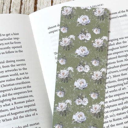 Peony Flowers classic bookmark Floral laminated bookmark, jane gera art, art bookmark, artbujostickers.com