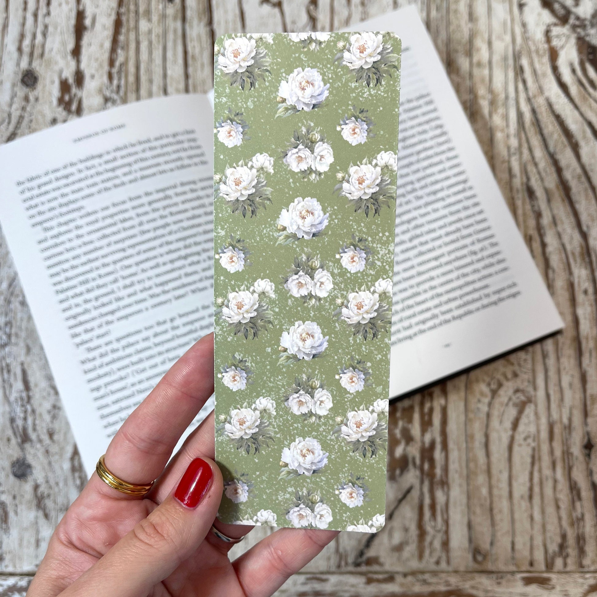 Peony Flowers classic bookmark Floral laminated bookmark, jane gera art, art bookmark, artbujostickers.com