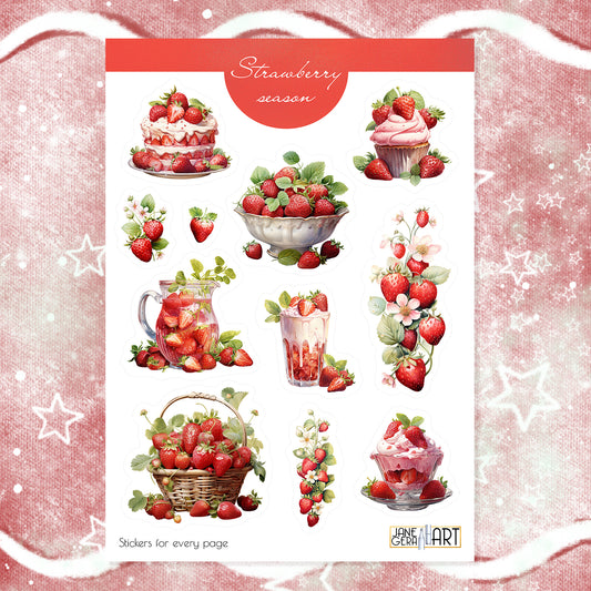 Rode rozen stickers bujo stickervel Bloemenstickers