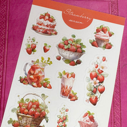 Strawberry Season planner stickers, summer stickers