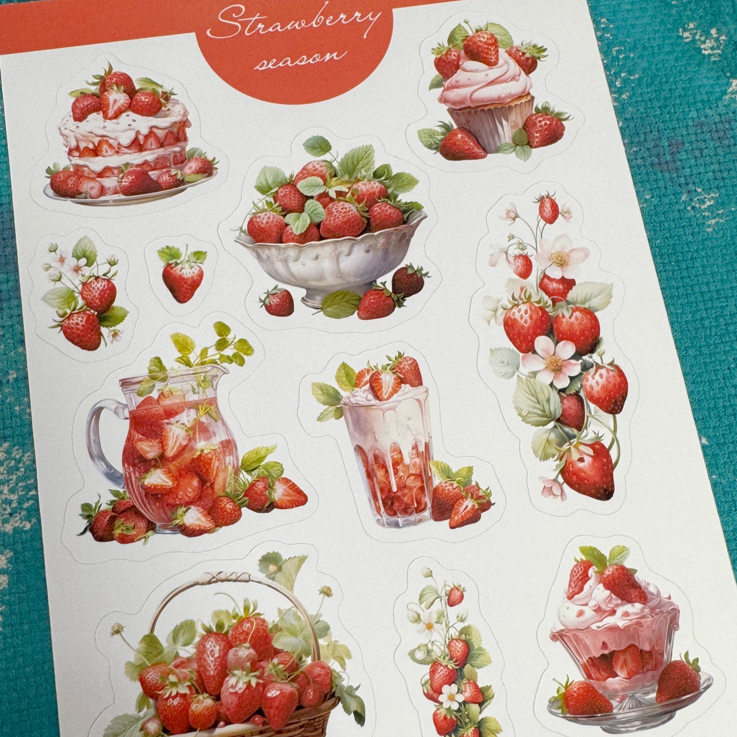 Strawberry Season planner stickers, summer stickers