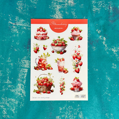 Strawberry Season planner stickers, summer stickers