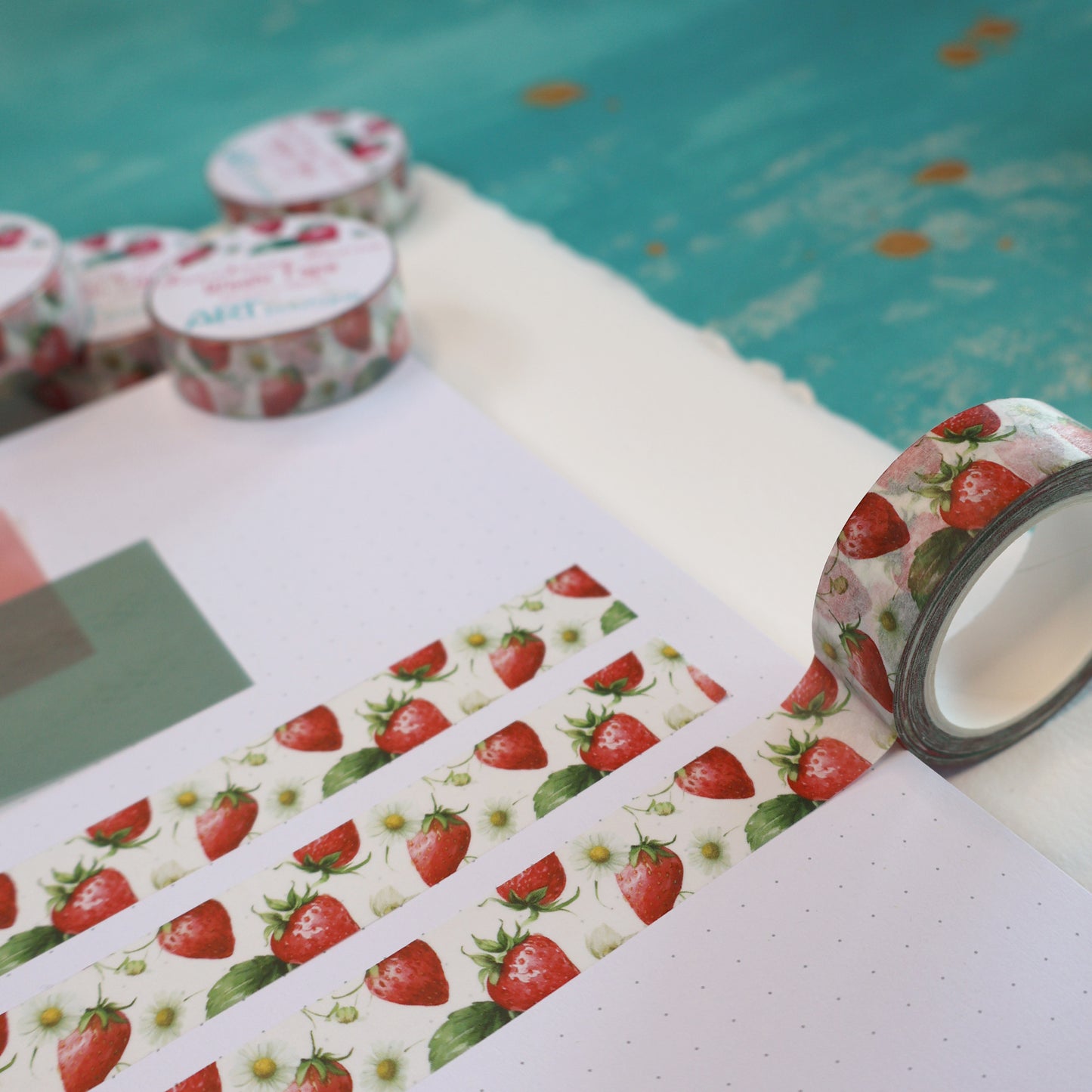 Strawberry Picnic Washi Tape 15 mm Summer Fruit Washi Tape