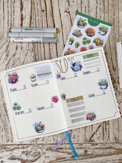 Succulente stickers Kamerplanten planner stickerset