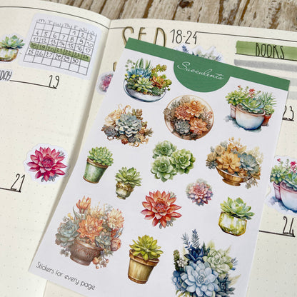 Succulente stickers Kamerplanten planner stickerset