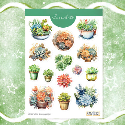 Succulente stickers Kamerplanten planner stickerset