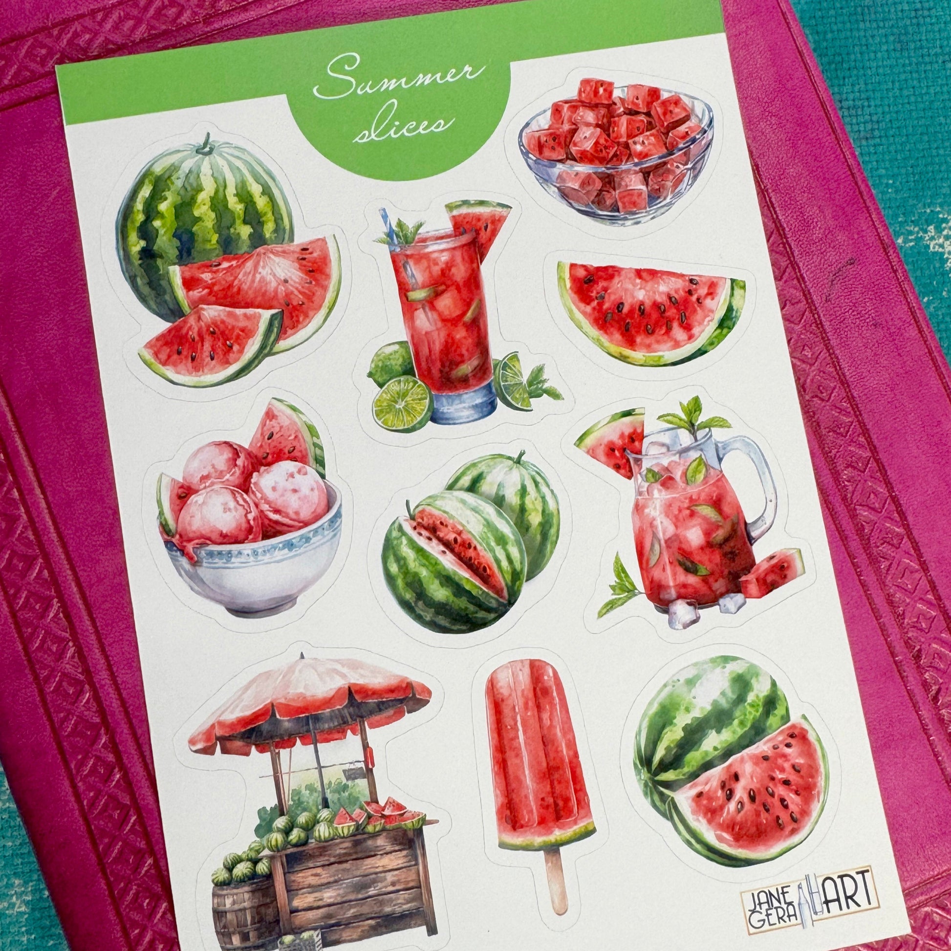 Summer Slices planner stickers Watermelon sticker sheet, cute stickers, summer stickers