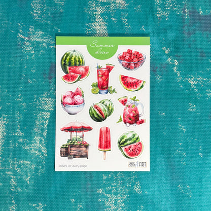 Summer Slices planner stickers Watermelon sticker sheet, cute stickers, summer stickers