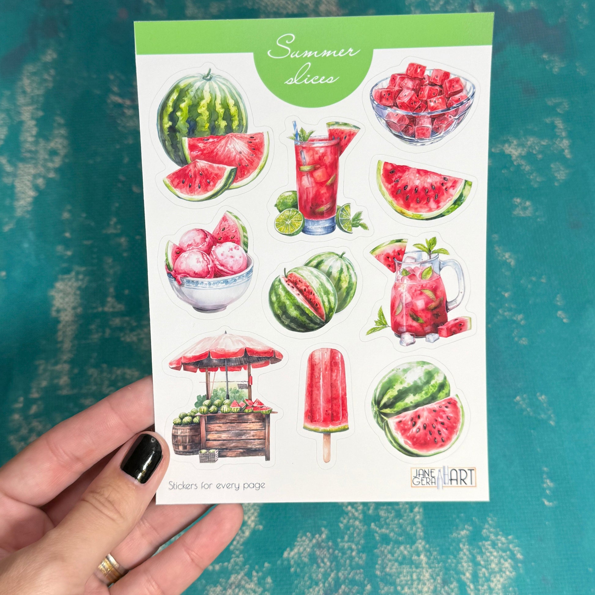 Summer Slices planner stickers Watermelon sticker sheet, cute stickers, summer stickers