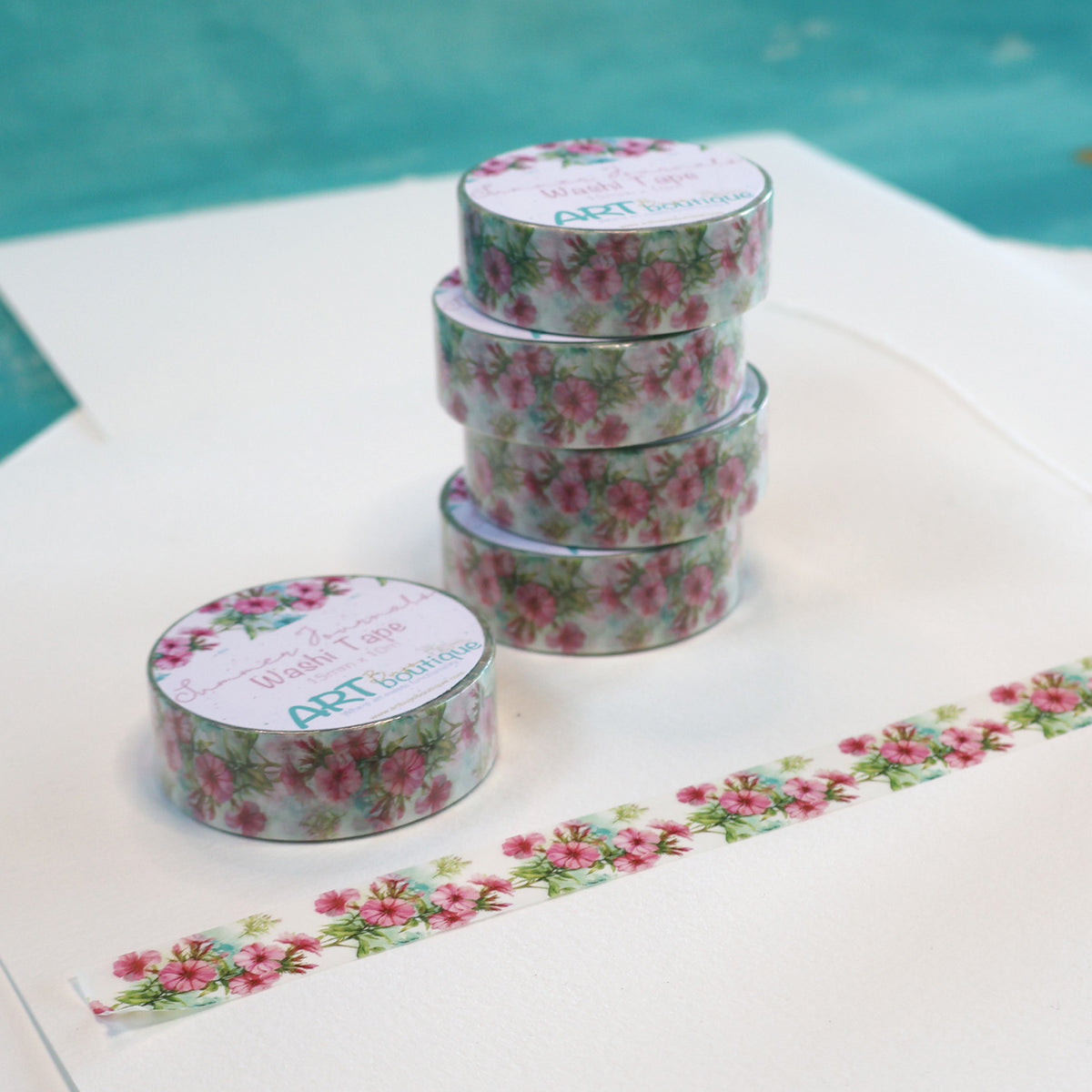 Phlox Flowers Pattern Washi Tape 15mm Floral Summer Washi Tape