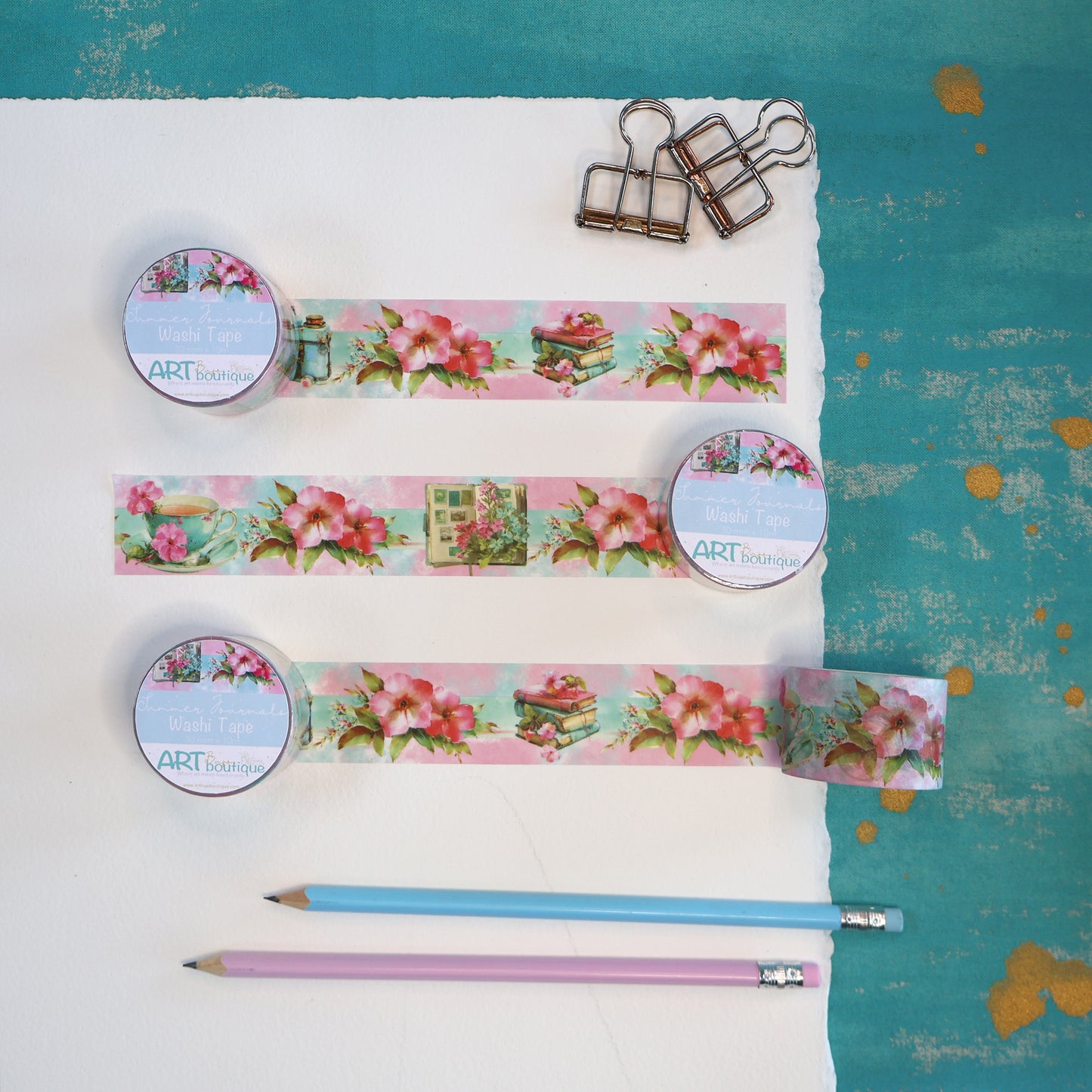 Summer Journals Washi Tape 30mm Floral Bookish Washi Tape