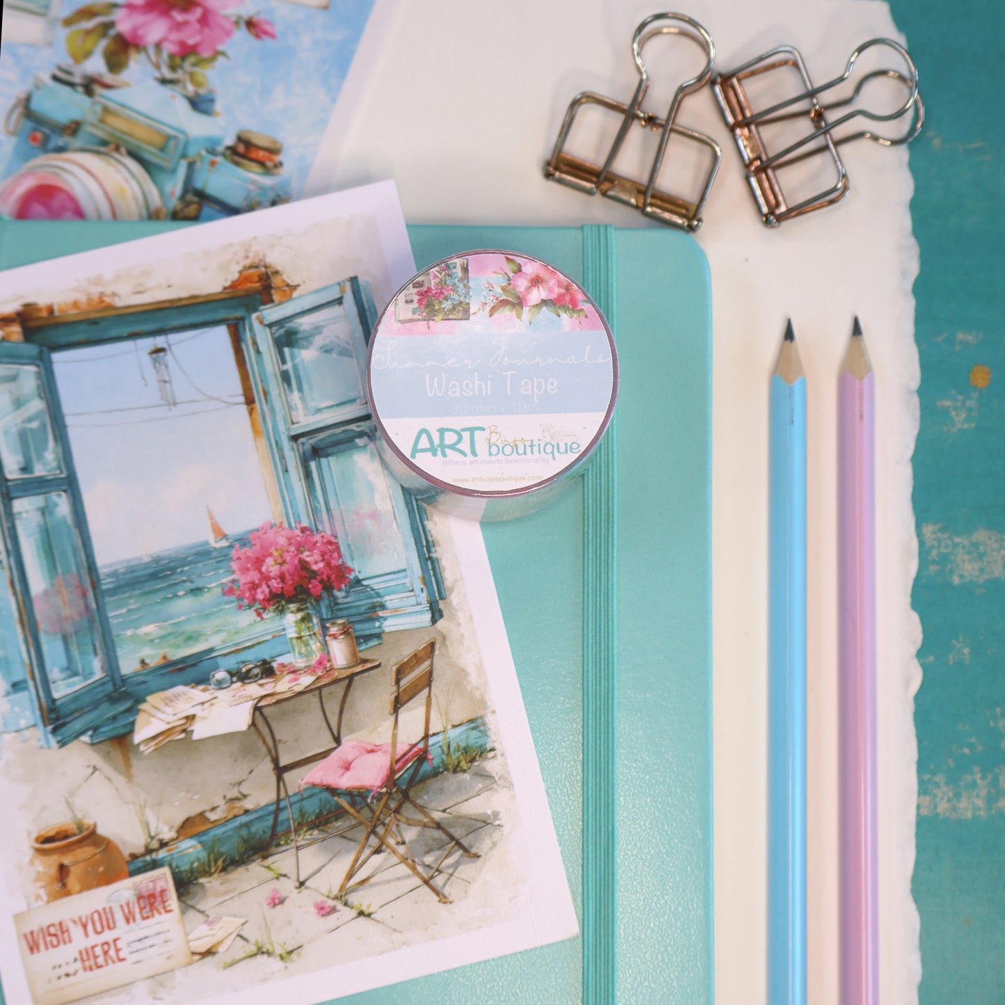Summer Journals Washi Tape 30mm Floral Bookish Washi Tape