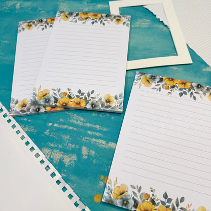 Sunny Days Flowers A5 Lined Notepad – Aesthetic Stationery for Journaling, Planning & To-Do Lists