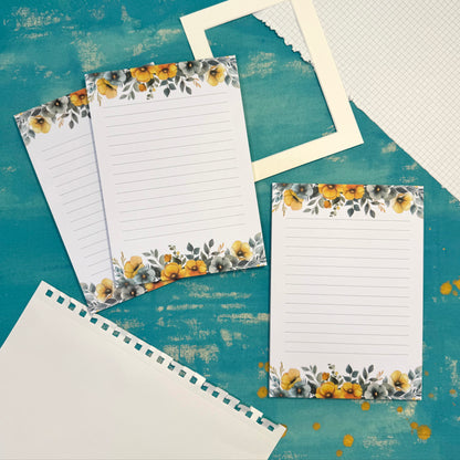 Sunny Days Flowers A5 Lined Notepad – Aesthetic Stationery for Journaling, Planning & To-Do Lists