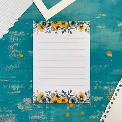 Sunny Days Flowers A5 Lined Notepad – Aesthetic Stationery for Journaling, Planning & To-Do Lists