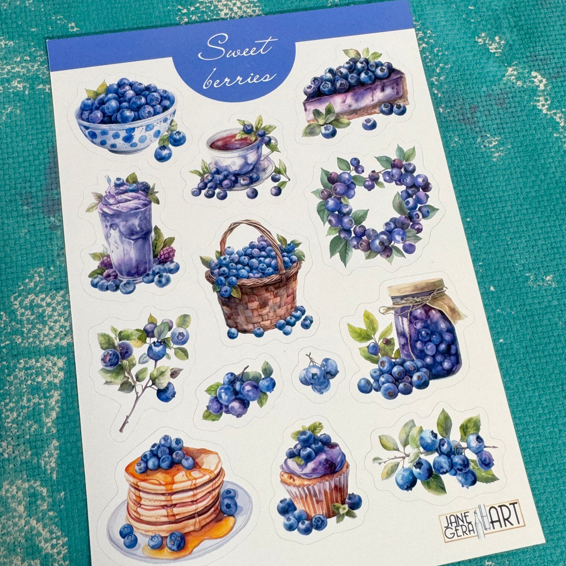 Sweet Berries planner stickers Blueberries sticker sheet , summer, summer stickers, summer berries