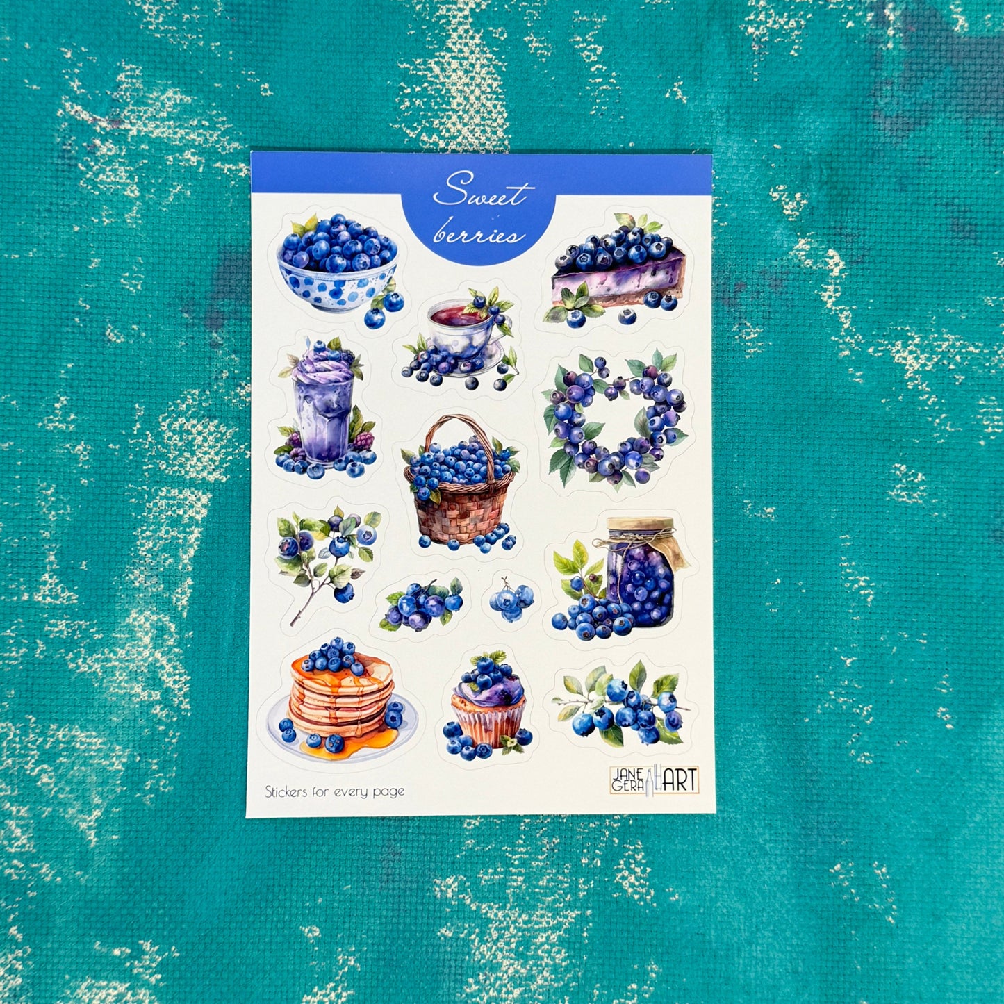 Sweet Berries planner stickers Blueberries sticker sheet , summer, summer stickers, summer berries