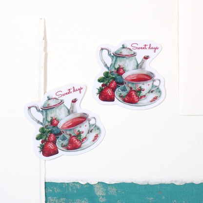 Strawberry Tea Summer Vinyl Sticker