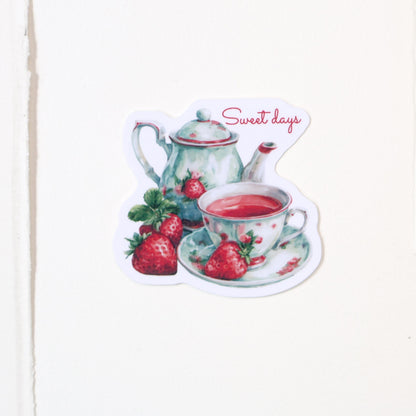 Strawberry Tea Summer Vinyl Sticker