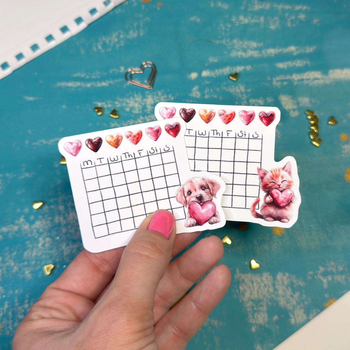 Sweethearts Mini Blank Calendar Stickers Set of 2