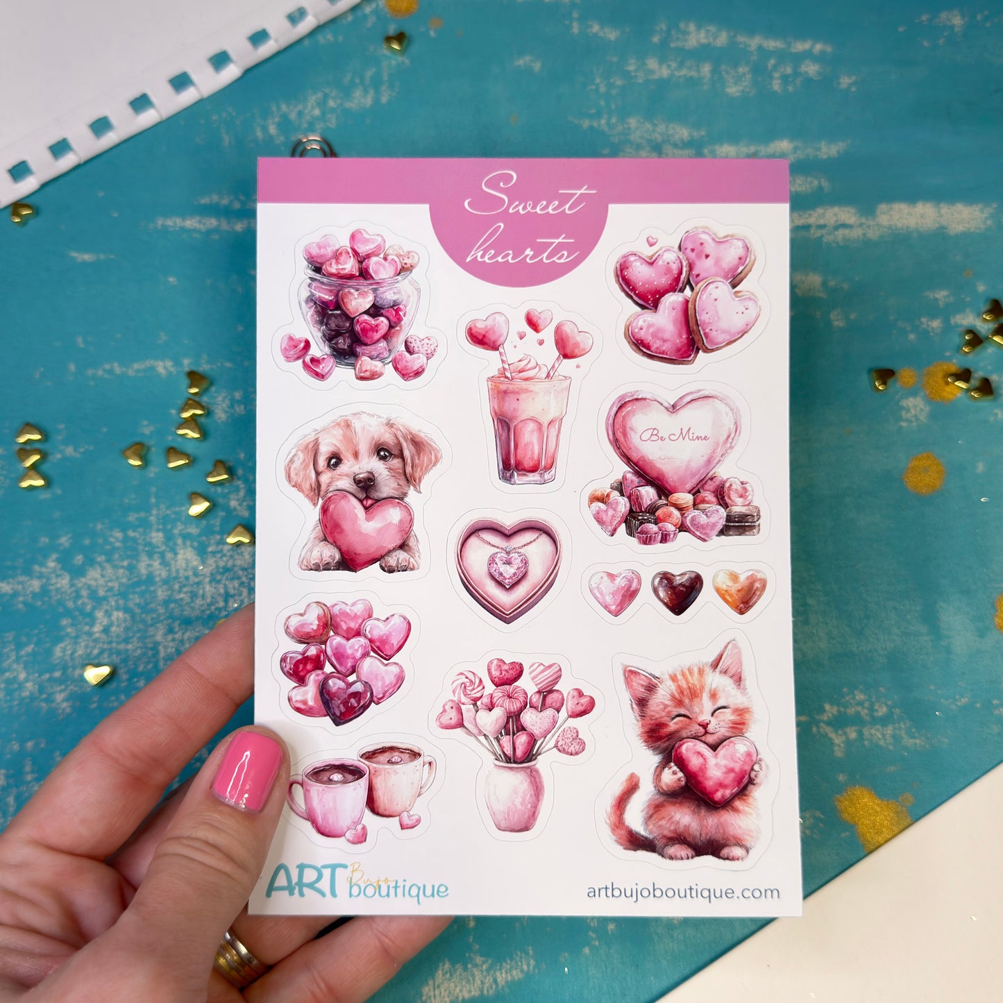 Sweethearts Decorative Sticker Sheet Cozy and Sweet Valentine's Day Stickers